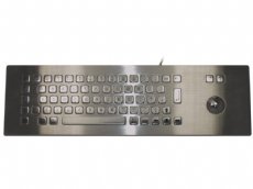 Stainless Steel IP65 Panel Mount Industrial Trackball Keyboard - Over Panel
